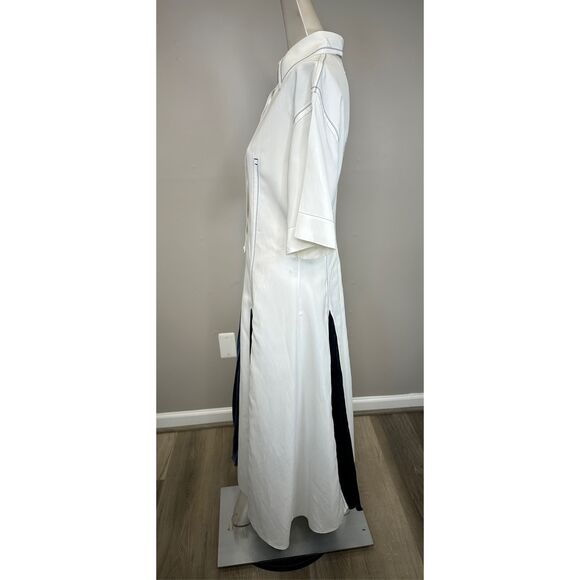 FERRAGAMO Topstitched satin-trimmed poplin midi dress Size IT38/US2 $2600 - Picture 6 of 12